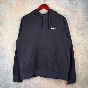 Nike Sportswear Hoodie Sweatshirt Mens Sz L Black Pullover Embroidered Logo